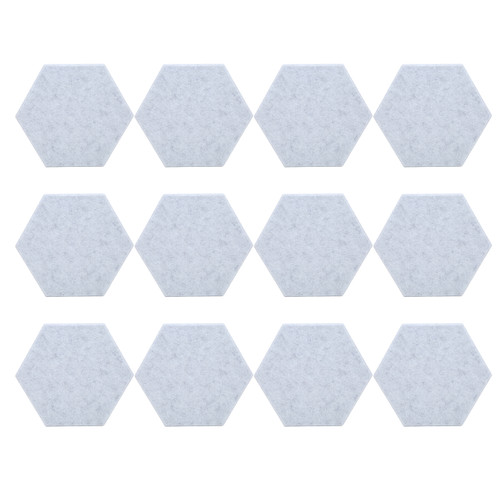 12Pcs Sound Absorption Board Hex Adhesive Acoustic Panels Wedges Wall Soundproof EnclosureSilver Gray