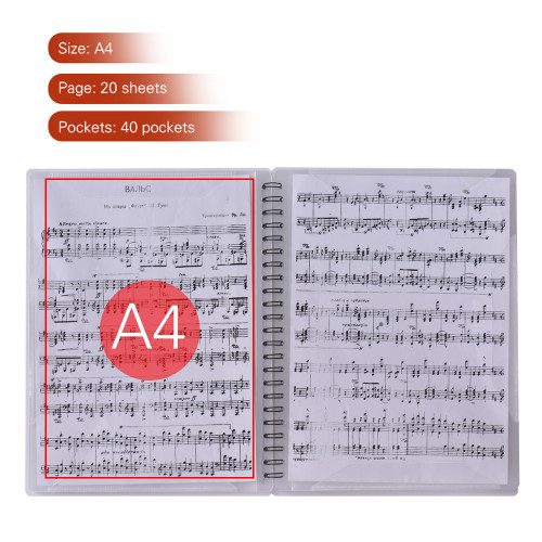 Multifunctional Music Score Holder A4 Size Paper Sheet Document File Organizer Folder with 40 Pockets