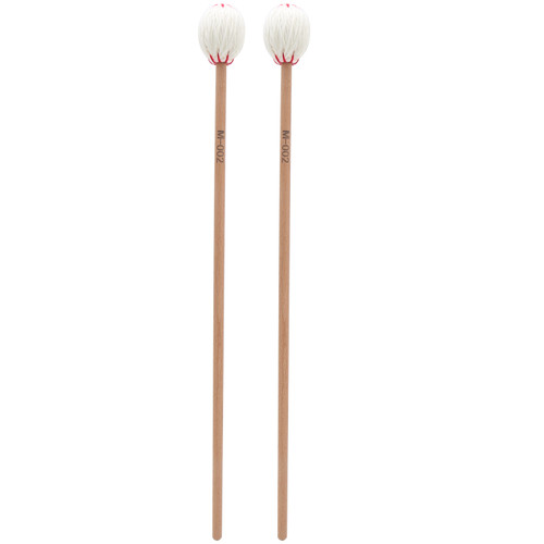 2Pcs Marimba Mallets Maple Rods Woolen Twisted Percussion Instrument Playing AccessoriesWhite Ball