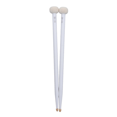 2Pcs Drum Mallet Felt Head Wooden Handle Non Slip Instrument Accessory Set Kit for Playing White