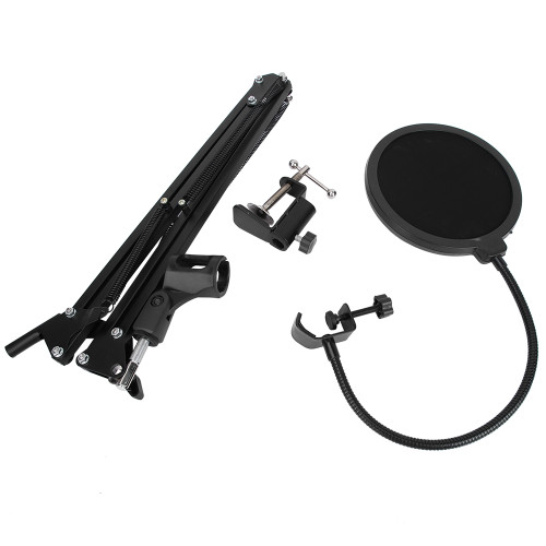 Recording Studio Broadcast Mic Microphone Suspension Boom Arm Holder Stand Filter Kit