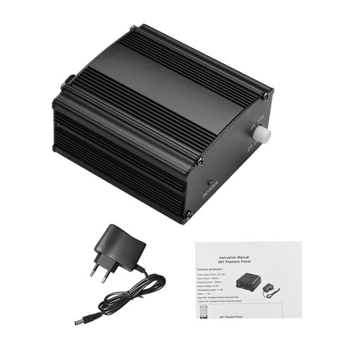 Ultra-compact Microphone +48V Phantom Power Supply with XLR Input & Output for Condenser Microphone Studio Music Recording