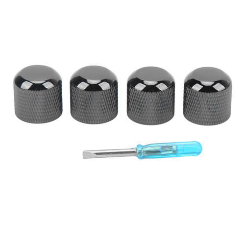4Pcs Guitar Tone Volume Knob Professional Metal Potentiometer Hat Cap Parts Accessories with Slot Screwdriver Black