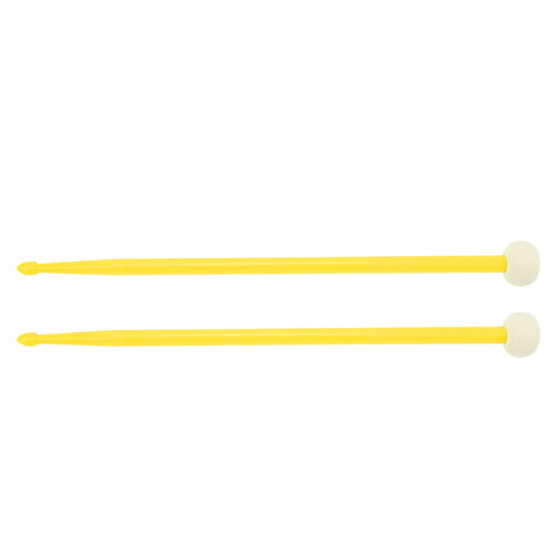 2Pcs Drum Mallet Felt Head Nylon Handle Double Headed Instrument Accessory Set Kit for Playing Yellow