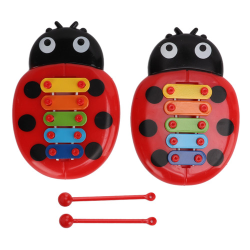 2Pcs Kids Xylophone Colourful Seven Star Ladybug Child Safe Toddler Xylophones for Toys
