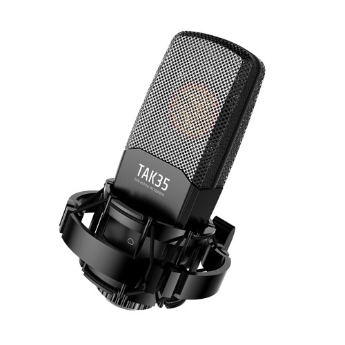 TAKSTAR TAK35 Professional Recording Microphone Condenser Cardioid Mic with Metal Windscreen Shock Mount for Network Karaoke Live Broadcast Vocal Recording