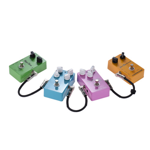 ammoon 3-Pack Guitar Effect Pedal Instrument Patch Cable 15cm/ 0.5ft Long with 1/4 Inch 6.35mm Silver Right Angle Plug Black PVC Jacket