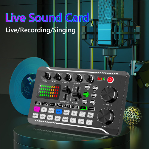 Suspension Microphone Kit Professional Sound Card & Microphone & Mic Arm Bracket Set F998 Live Soundcard BM800 Condenser Microphone Shock Proof Holder Windshield Pop Filter Boom Arm for Studio Recording Live Video Broadcasting Online Singing Karaoke