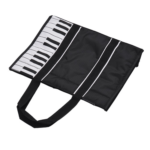 Waterproof Handbag Music Tote Shoulder Grocery Shopping Bag 5mm Cotton Padding with Piano Key Pattern