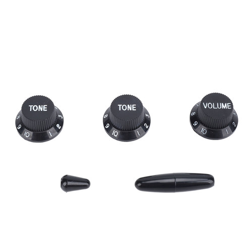 Guitar Potentiometer Knob Set Plastic Accurate Volume Tone Control Knob for Practice Black Color White Word