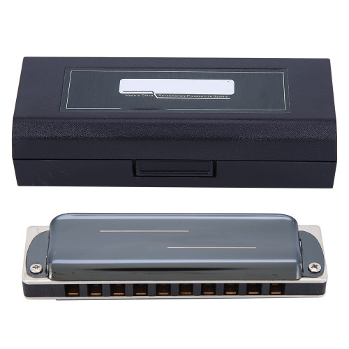 10‑Hole Harmonica Blues E Key Harp Wind Musical Instrument Beginner Practice KS‑10BHBlack