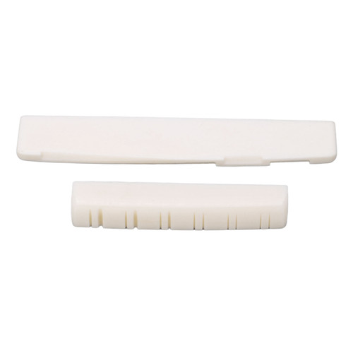 Guitar Nut Set Ox Bone Slotted Bridge Saddle Replacement for 12 String Acoustic Guitars