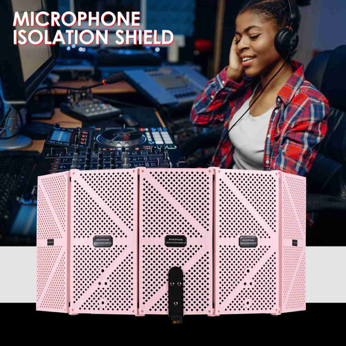 5-door Professional Studio Recording Microphone Isolation  Folding Pop Filter Microphone Wind Screen with High Density EVA Foam Sound Absorbing Recording Equipment