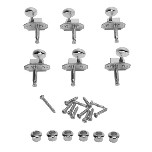 6 Pcs String Tuning Pegs 3L3R High Strength Metal Machine Head Tuners for Electric Guitar Silver