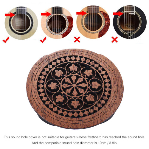 Guitar Wooden Soundhole Sound Hole Cover Block Feedback Buffer Mahogany Wood for EQ Acoustic Folk Guitars
