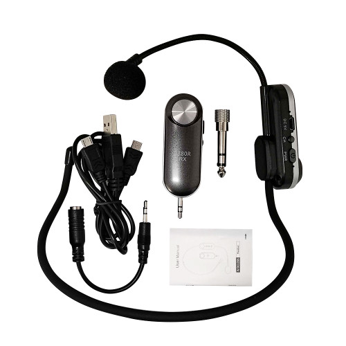 Lightweight Portable Wireless Headset Microphone UHF Mic with Receiver Box Music Element System for Speaker Voice Amplifier for Teaching Training Tour Guide Conference Hosting Music Lovers Playing KTV Scenes