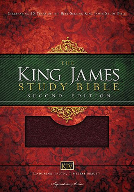 KJV Study Bible, Large Print, Bonded Leather, Burgundy, Red Letter Edition: Second Edition (Nelson KJV Signature)