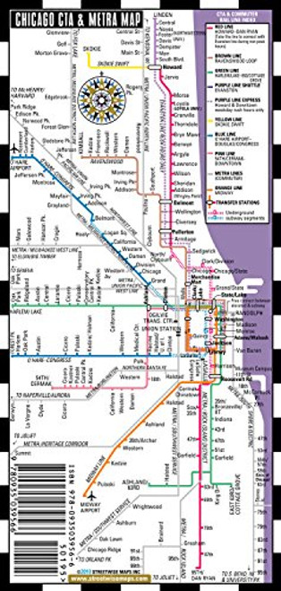 Streetwise Chicago Bus, CTA & Metra Map - Laminated Chicago Metro Map - Folding pocket & wallet size metro map for travel