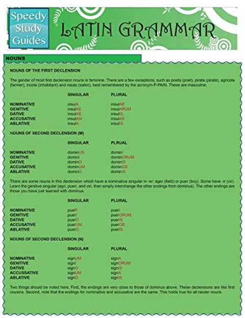 Latin Grammar: Quick Reference Study Guide