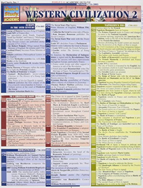 Western Civilizations 2 Laminated Reference Guide (Quickstudy: Academic)