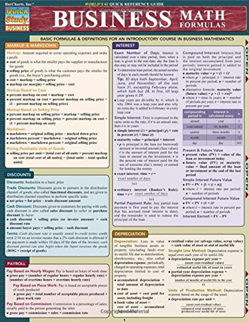 Business Math Formulas (Quick Study Business)