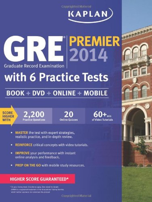 Kaplan GRE Premier 2014 with 6 Practice Tests: book + online + DVD + mobile