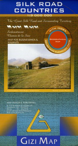 Silk Road Countries Map (English, French and German Edition)