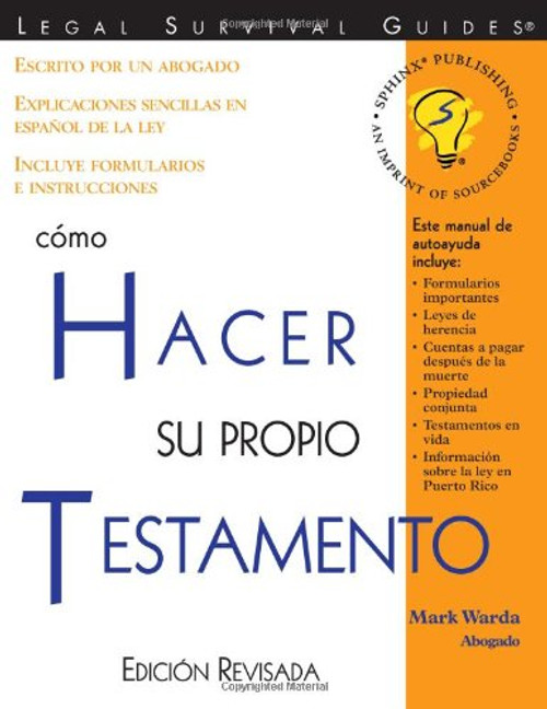 Cmo Hacer Su Propio Testamento: (How to Make Your Own Will, Spanish Edition)