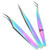3pcs / set Eyelash Tweezers Straight Curved Tweezers Set for Eyelash Grafting Extension
