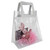 PVC Transparent Gift Bag PU Leather Handle Tote Packaging Hand Bag Accessory (L)Pink