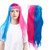 Long Straight Wigs Women Female Full Bangs Synthetic Hair Blue Rose Red Wigs