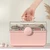 Desktop Makeup Box Transparent Plastic Dustproof High Capacity Handheld Portable Storage Box Extra L Pink