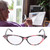 Reading Glasses Fashionable Unisex Rhinestones Decoration Clear Lens Reading Glasses(+100 Red Stripe Frame)