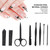 8pcs Stainless Steel Manicure Tool Set Nail Clippers Nail File Pimple Removal Needle KitBlack
