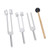 3 Pcs Aluminium Alloy Tuning Fork Set 128 256 512Hz Body Tuning Forks with Hammer for Sound Healing Silver