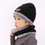 Children's hat and scarf two-piece set plus velvet boys' ear protection woolen hat autumn and winter trendy boys middle and older children winter black 不送手套的