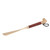 Lion Head Alloy Shoehorn Ergonomic Curves Metal Long Shoehorn with Lanyard for Senior Brown