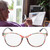 Fashionable Reading Glasses Elderly Presbyopic Glasses Portable  Eyeglasses With Storage Box(+200 Tea Color Frame)