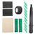 Tattoo Pen Kit Aluminum Alloy Tattoo Stick Pen and 10 Ballpoint Cartridges with Practice Skin Repair Strip Table Cloth Green