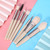 7pcs Professional Eye Shadow Brush Portable Eyebrow Lip Cosmetic Brush Makeup Tool SetApricot