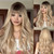 Women's Fashion Wig 26-inch Long Curly Wig with Bangs Trendy Ladies' Hair Wig with Hair Net for Women Party Daily Use