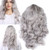 Women Hair Wigs Long Synthetic Hair Wavy Hair Wig Silver Gray Curly Natural Hair Wig