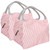 2pcs Portable Thermal Insulated Bag Student Worker Lunch Dinner Storage Bag ContainerStriped Pink