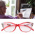 Reading Glasses Fashionable Unisex Men Women Lightweight Clear Lens Reading Glasses(+200 Red)