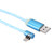 1M Portable Magnetic Charger Cable USB Luminous Lighting Data Line for iOS (Blue)