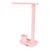 LED Table Lamp 5W Eye Caring Rechargeable 3 Color Temperature Stepless Dimmable USB Light with Pen Phone Holder Pink