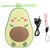 Mini Fan USB LED Rechargeable Cooling Accessory with Makeup Mirror for Desk HandheldYellow Avocado Fan
