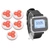 Wireless Calling System Restaurant Queue Vibrating Buzzing 1 Watch Rechargeable Receiver 5 Pagers 100‑240V GB Plug