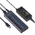985A 10-Port USB 3.0 Hub USB Splitter Hub USB Docking Station 300MB/S High-Speed Transmission with Individual Switches 12V 5A Power Adapter for Laptop PC Smartphone Tablet Keyboard Mouse Flash Drive USB Fan Lamp