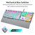 AULA F2088 104 Keys Wired Gaming Mechanical Punk Round Keyboard Mixed Light Effect Metal Panel with Wrist Pad White(Blue Switches)